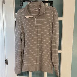 Calvin Klein Gray and White Striped Pullover